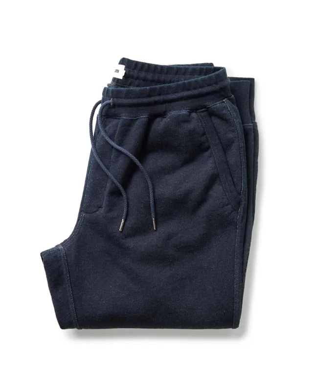 The Sunset Pant in Rinsed Indigo Terry made by Taylor Stitch