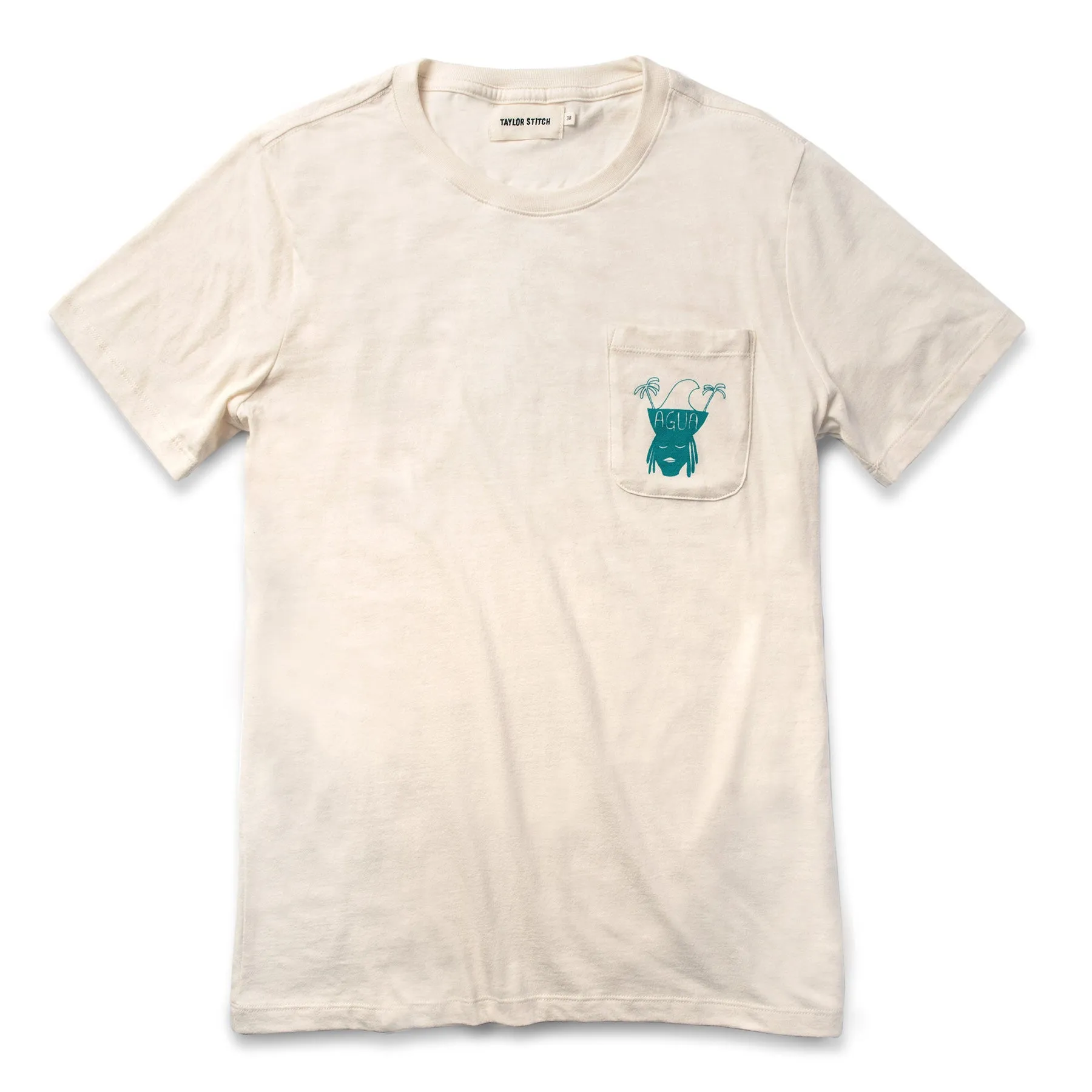 The Heavy Bag Tee in Agua Print sold by Taylor Stitch