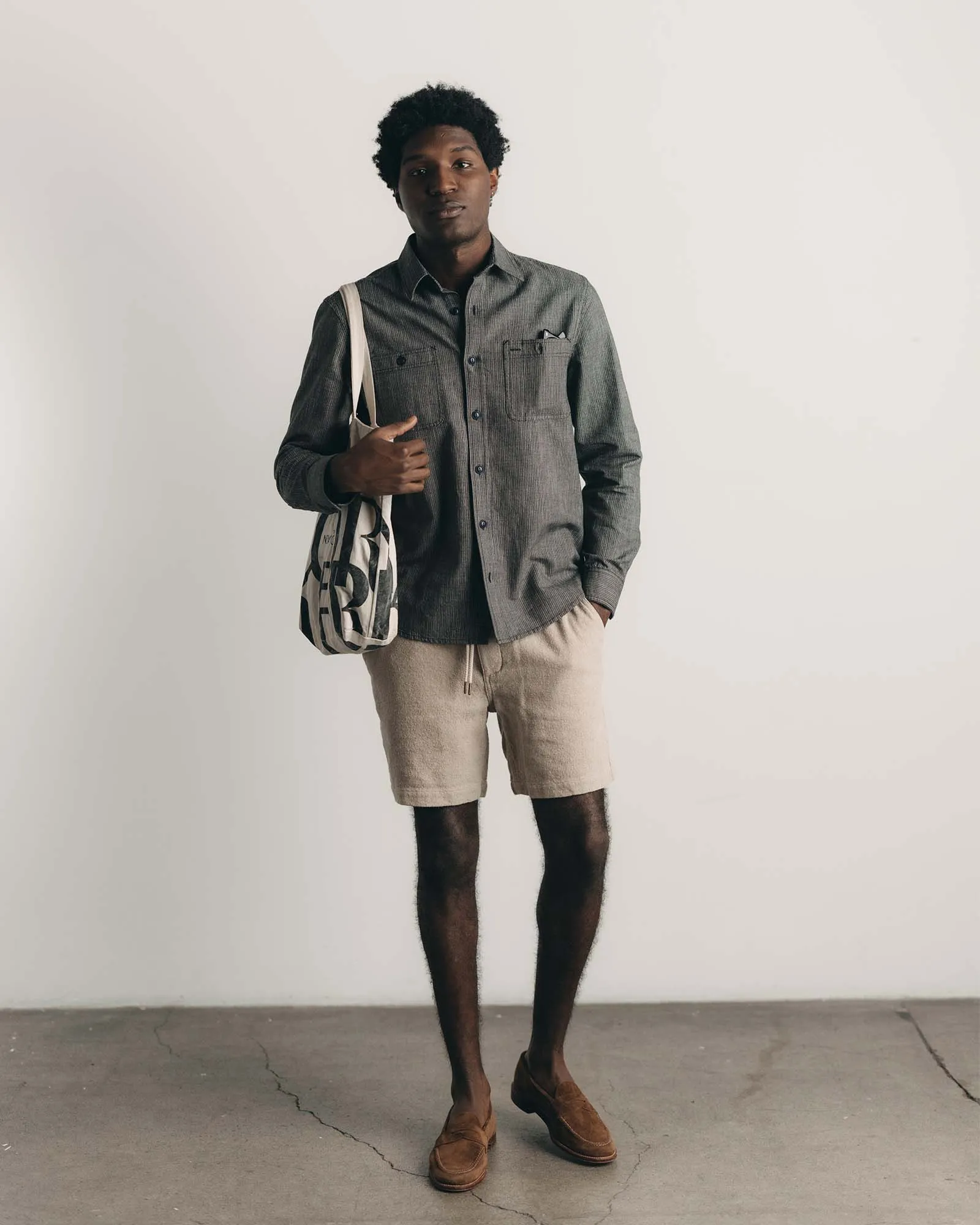 The Apres Short in Heather Oat Crepe sold by Taylor Stitch product image thumbnail 3