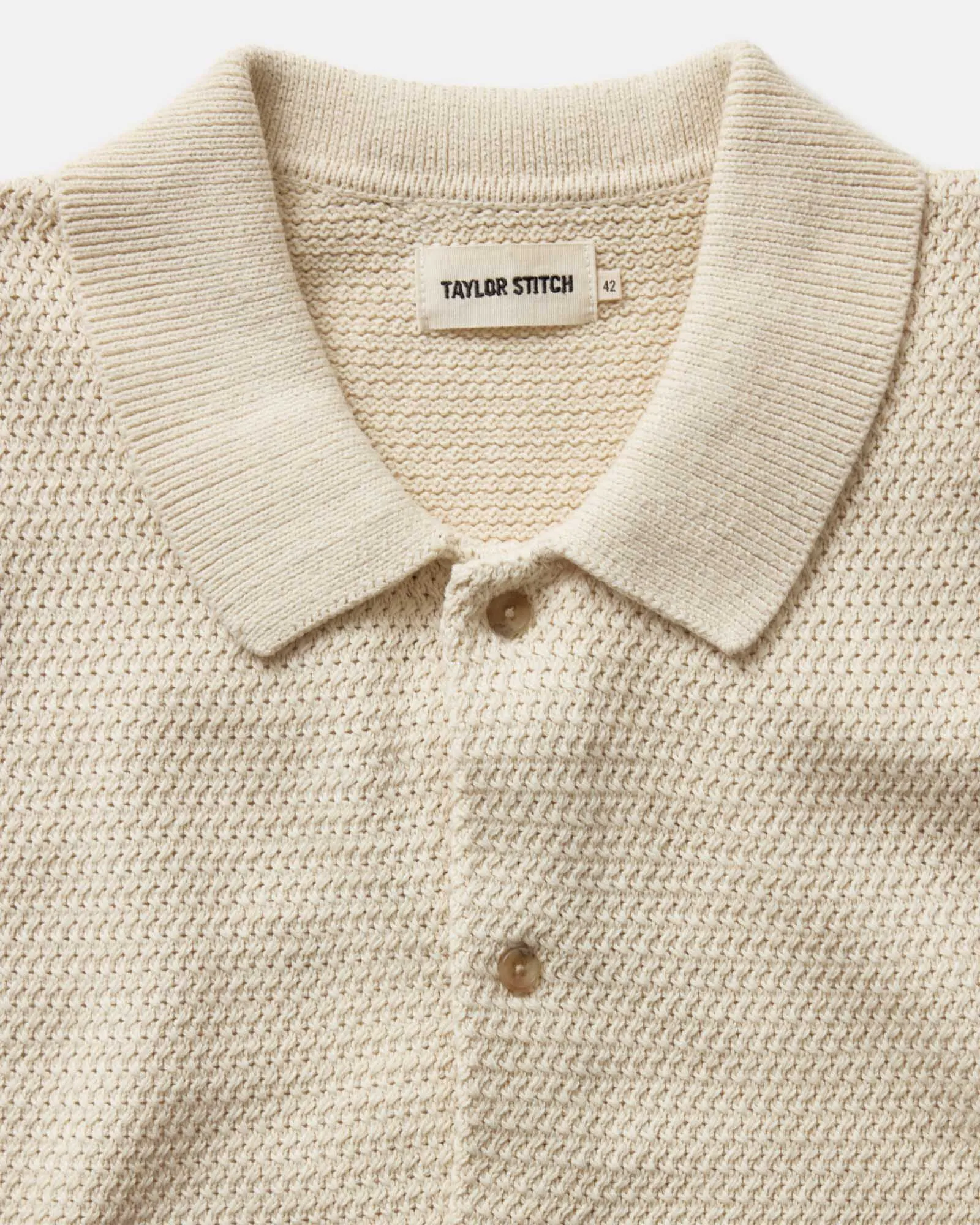 The Button Down Polo in Heather Oat Crochet sold by Taylor Stitch product image thumbnail 4