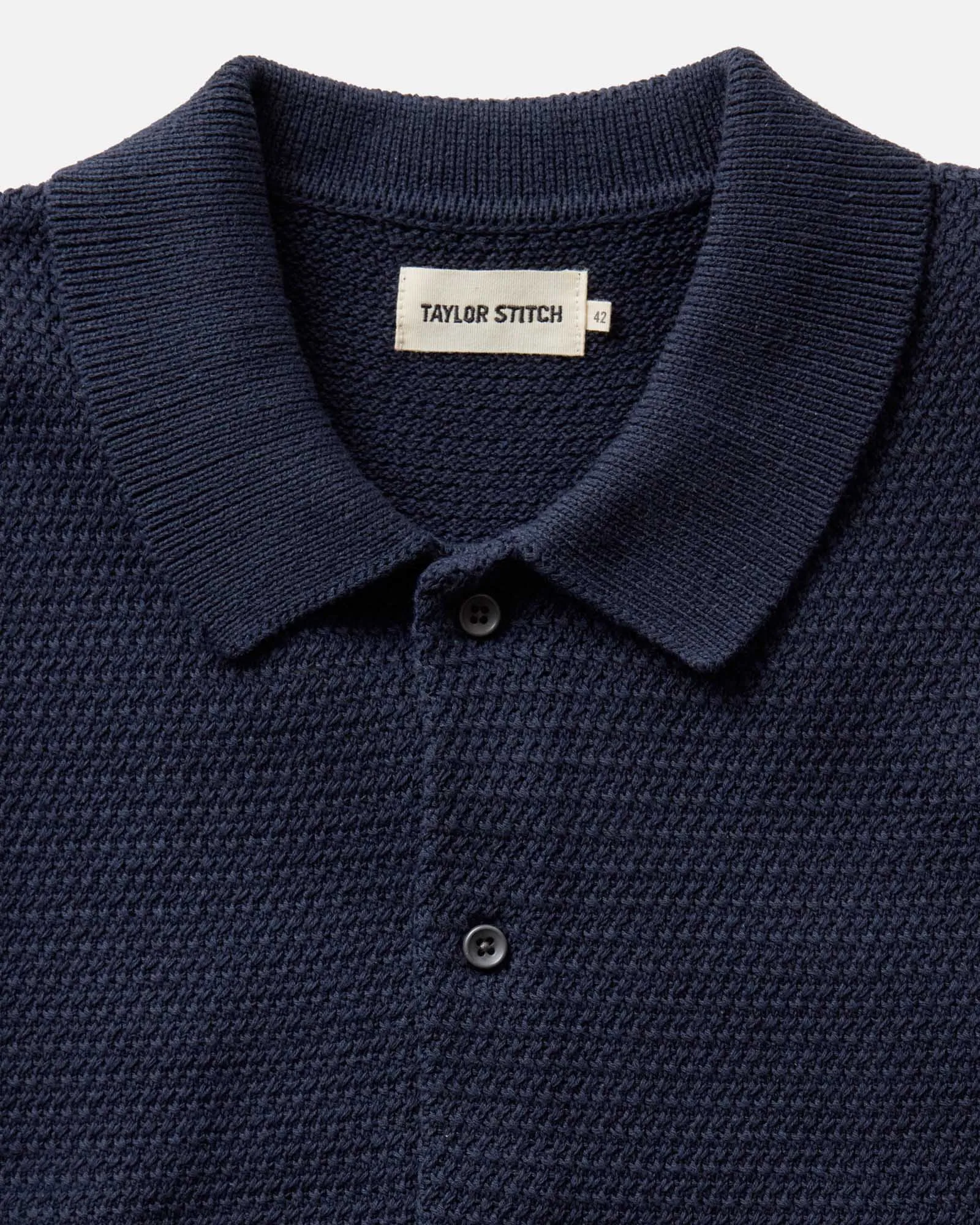 The Button Down Polo in Dark Navy Crochet sold by Taylor Stitch product image thumbnail 4