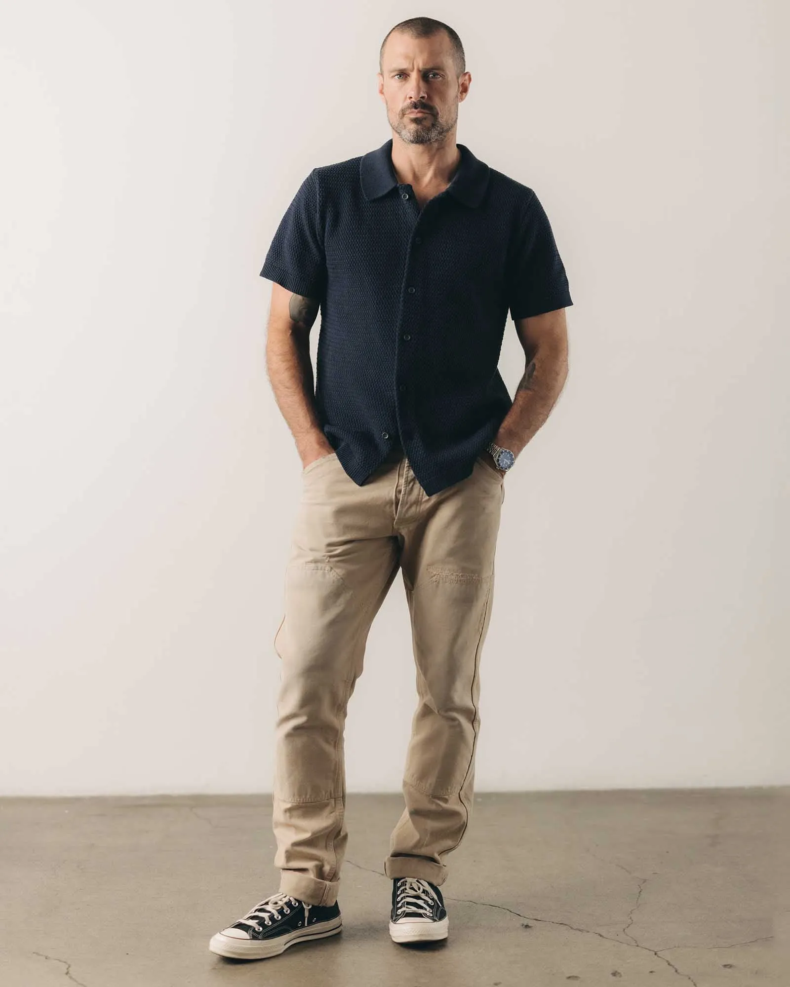 The Button Down Polo in Dark Navy Crochet sold by Taylor Stitch product image thumbnail 2