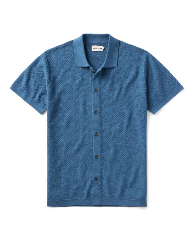 The Button Down Polo in Gulf Stream Herringbone made by Taylor Stitch