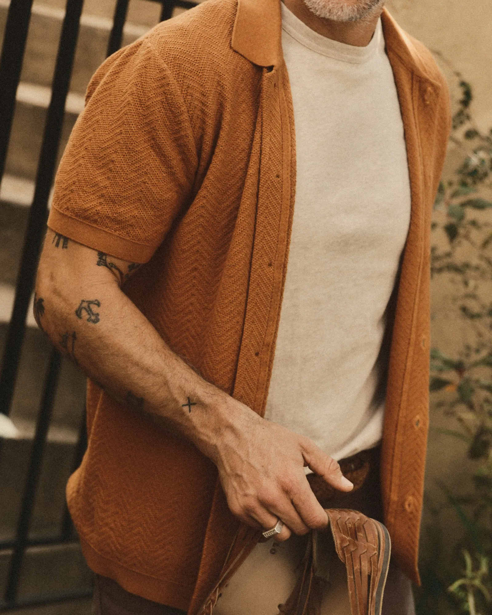 The Button Down Polo in Desert Herringbone sold by Taylor Stitch product image thumbnail 3