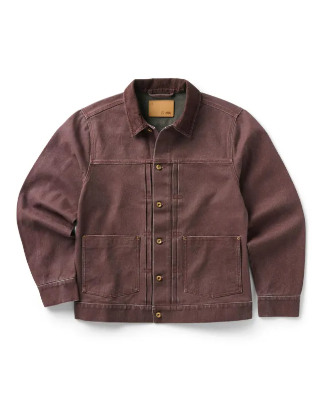 The Ryder Jacket in Burgundy Chipped Canvas made by Taylor Stitch