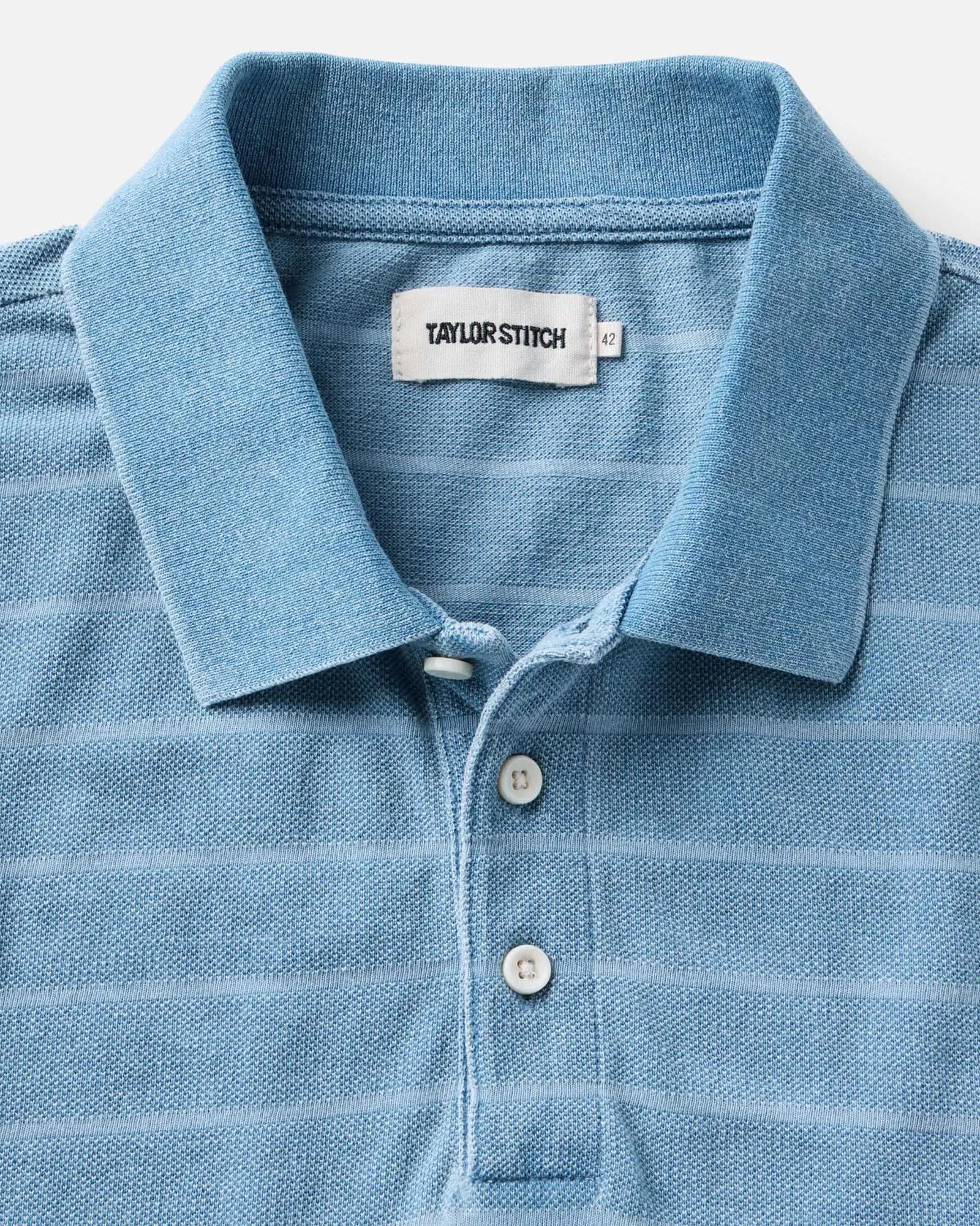 The Pacific Polo in Washed Indigo Pique Stripe sold by Taylor Stitch product image thumbnail 4
