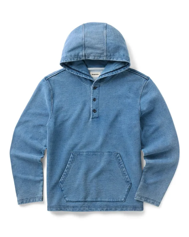The Baja Pullover in Washed Indigo Terry made by Taylor Stitch