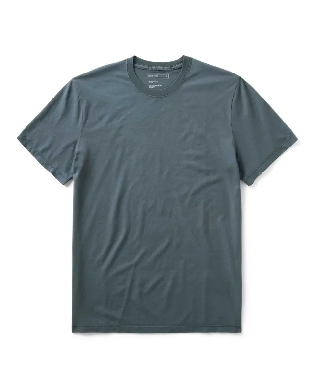 The Cotton Hemp Tee in Navy made by Taylor Stitch