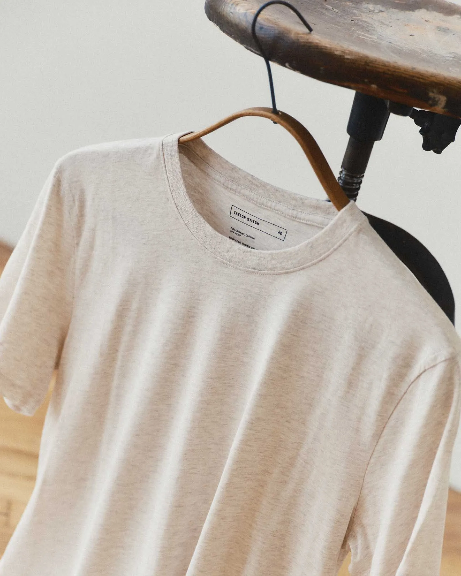 The Cotton Hemp Tee in Heather Oat sold by Taylor Stitch product image thumbnail 2