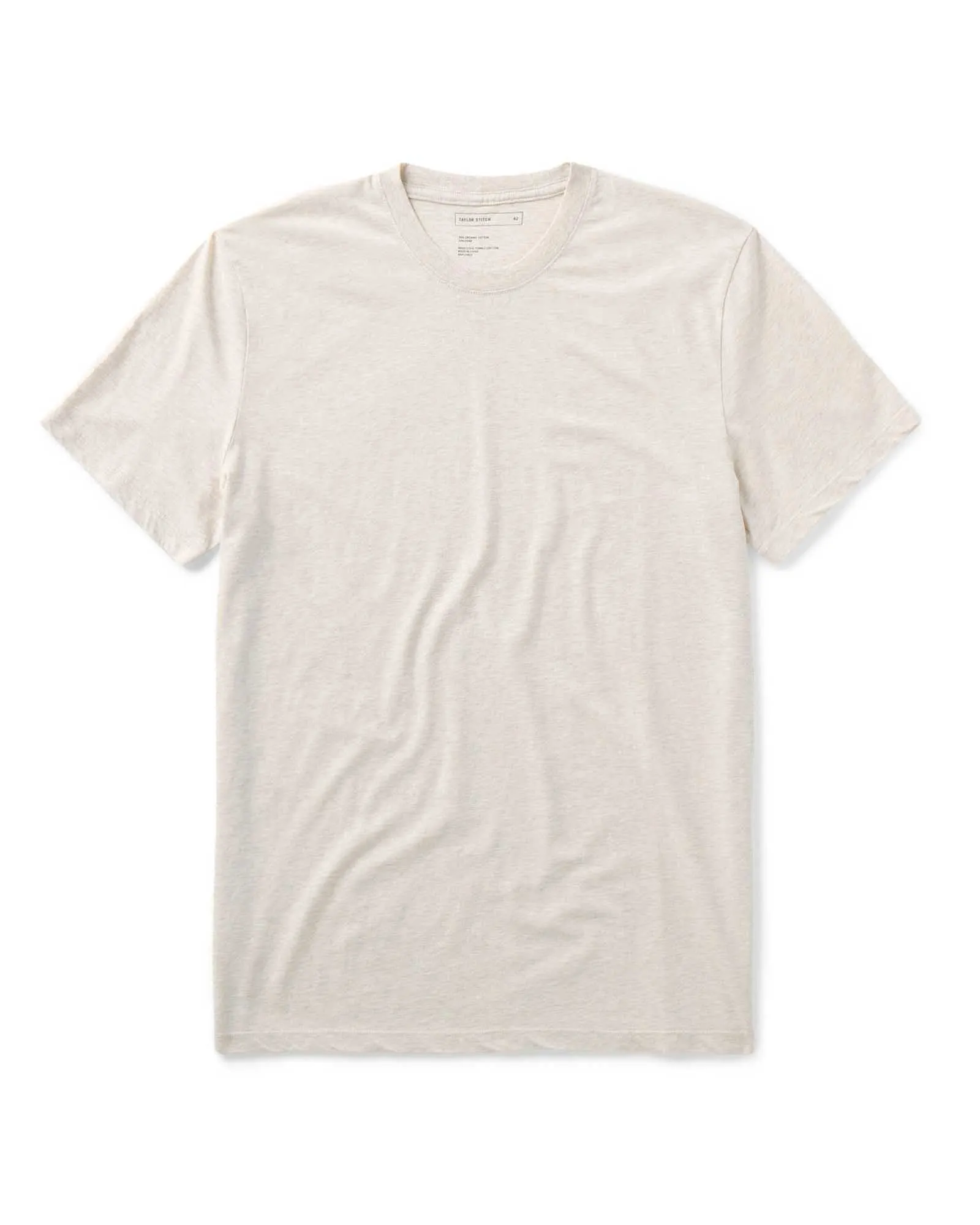 The Cotton Hemp Tee in Heather Oat sold by Taylor Stitch