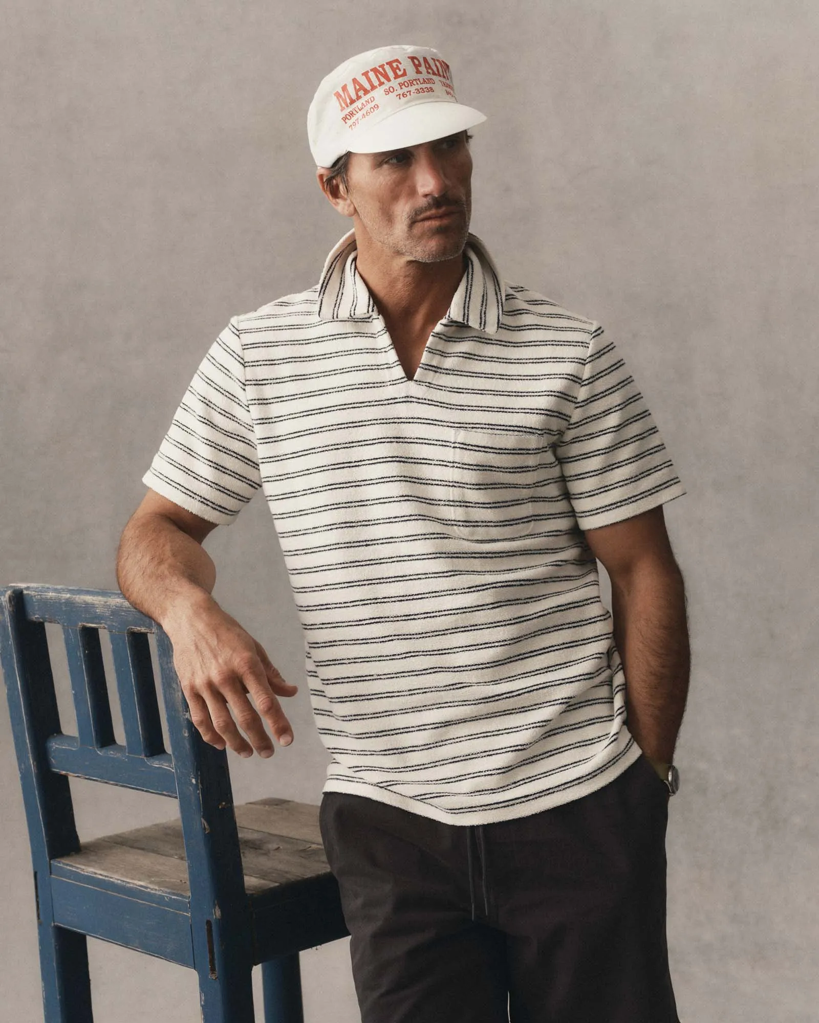 The Meridian Polo in Marine Stripe sold by Taylor Stitch product image thumbnail 3