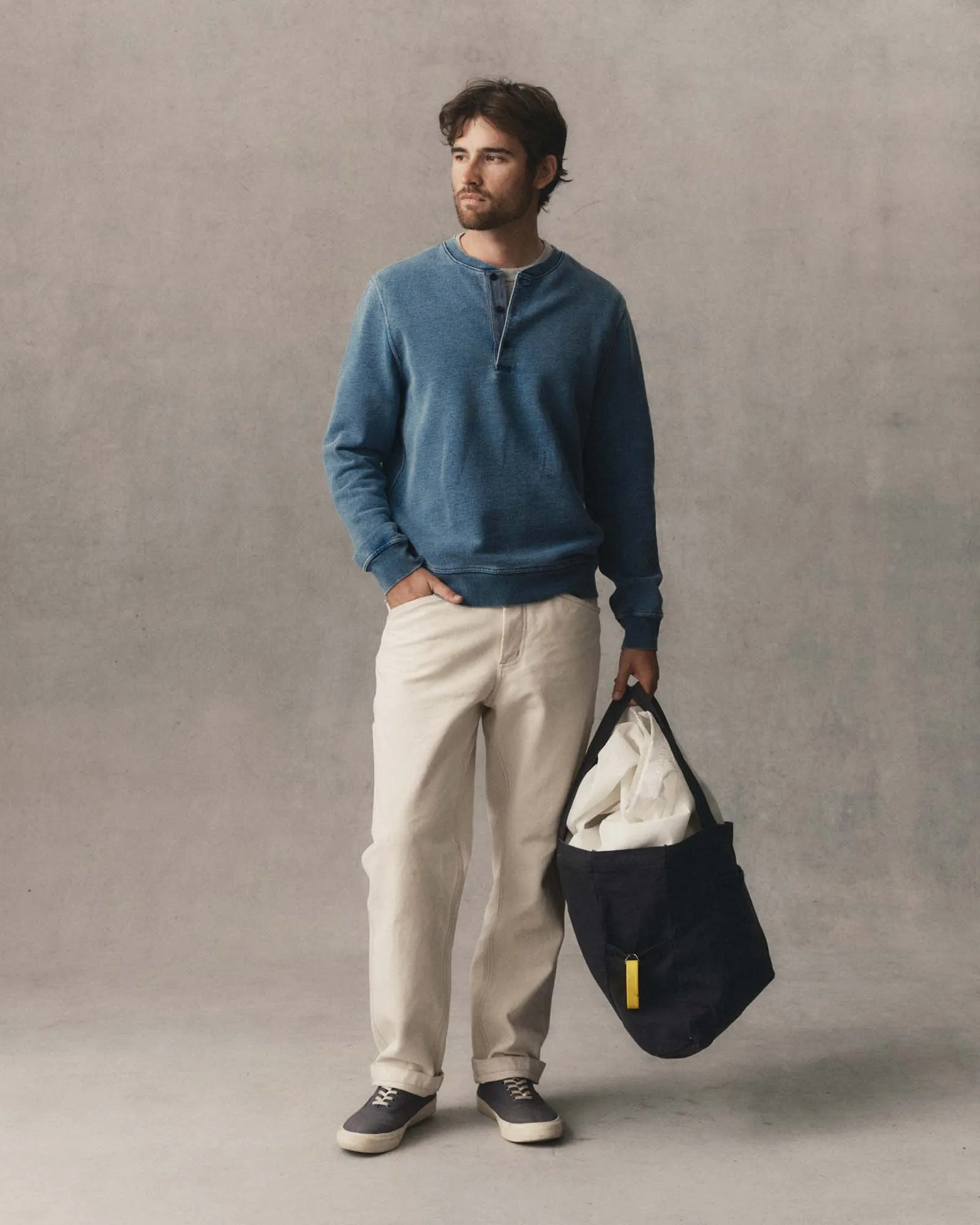 The Sunset Henley in Washed Indigo Terry sold by Taylor Stitch product image thumbnail 3
