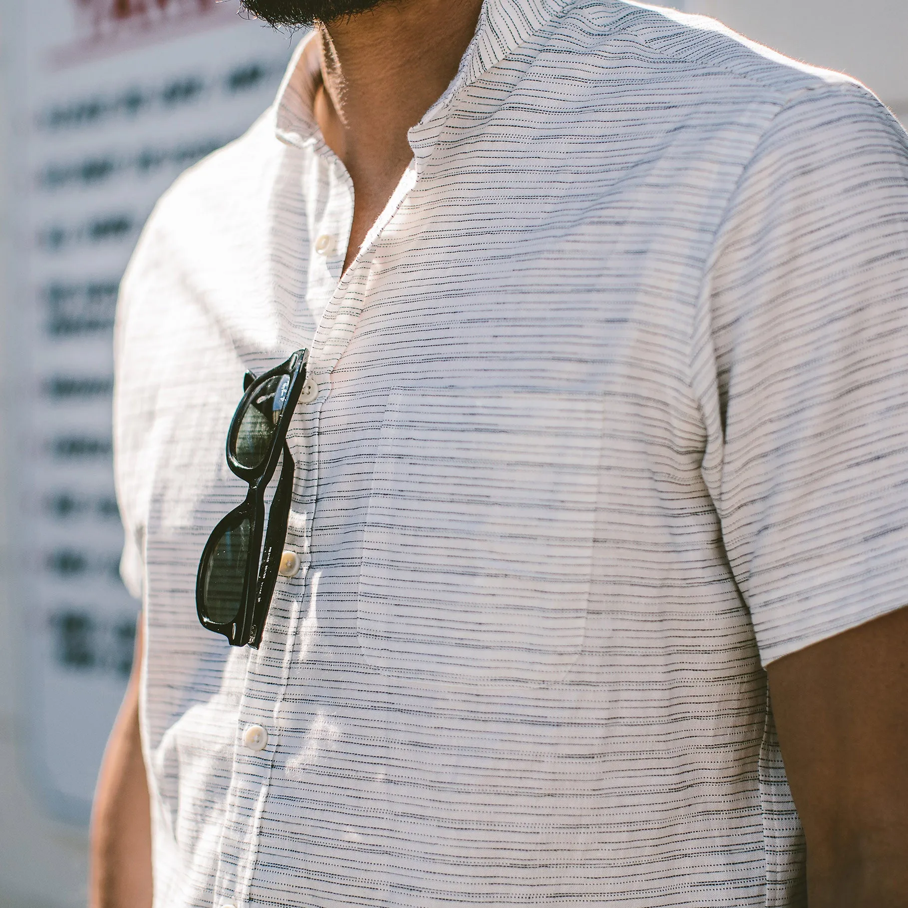 The Bandit in White & Navy Slub Stripe sold by Taylor Stitch product image thumbnail 4