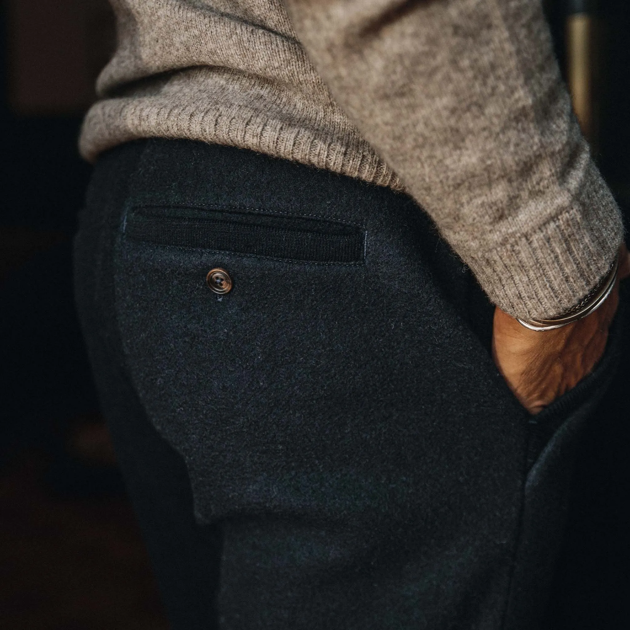 The Weekend Pant in Navy Boiled Wool sold by Taylor Stitch product image thumbnail 4
