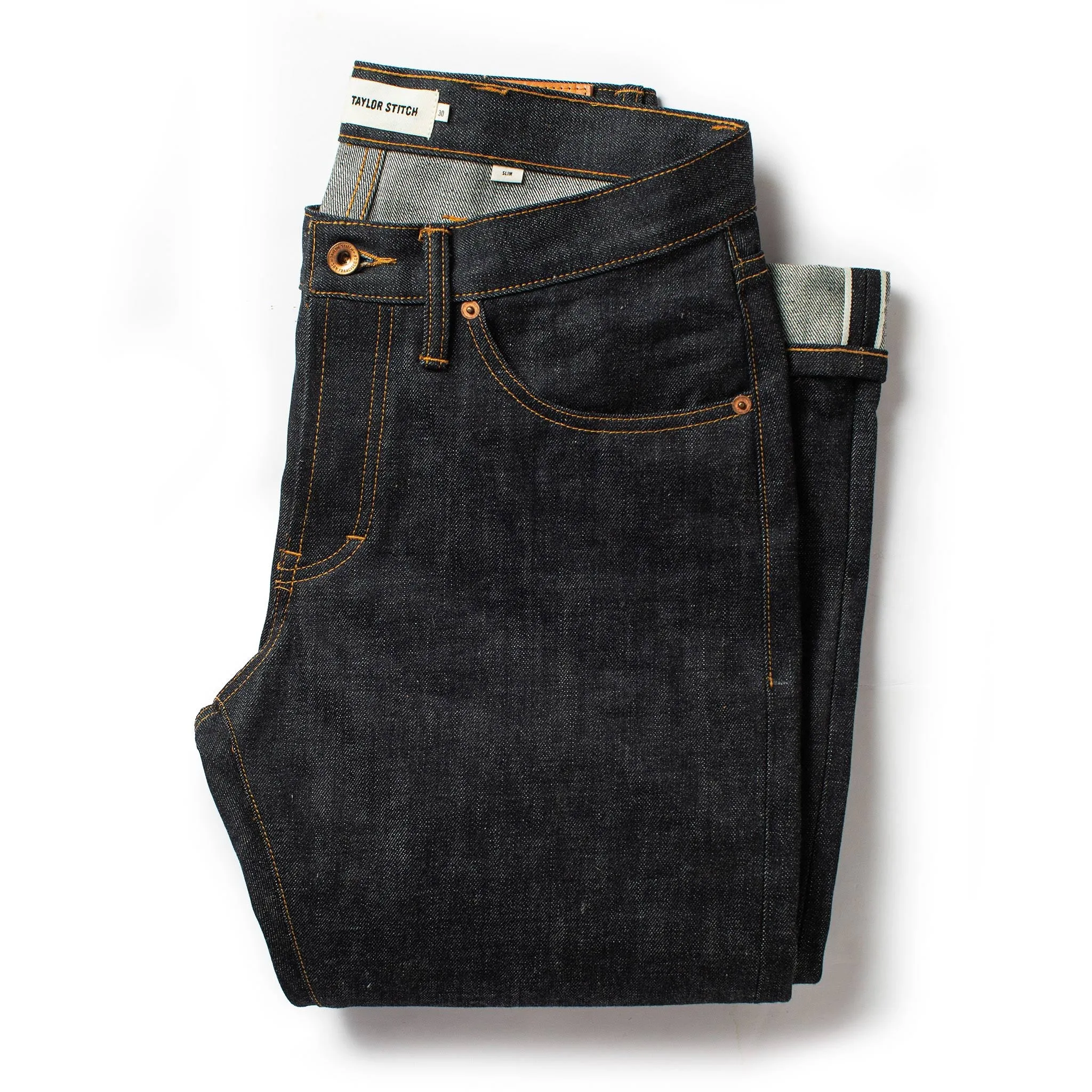 The Slim Jean in Natural Indigo Selvage sold by Taylor Stitch