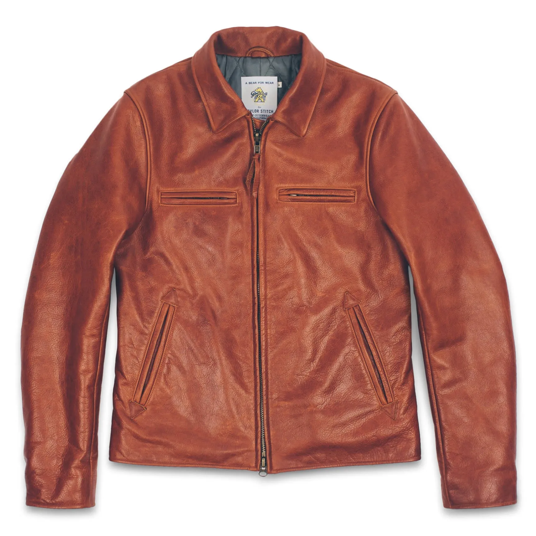 The Moto Jacket in Whiskey sold by Taylor Stitch