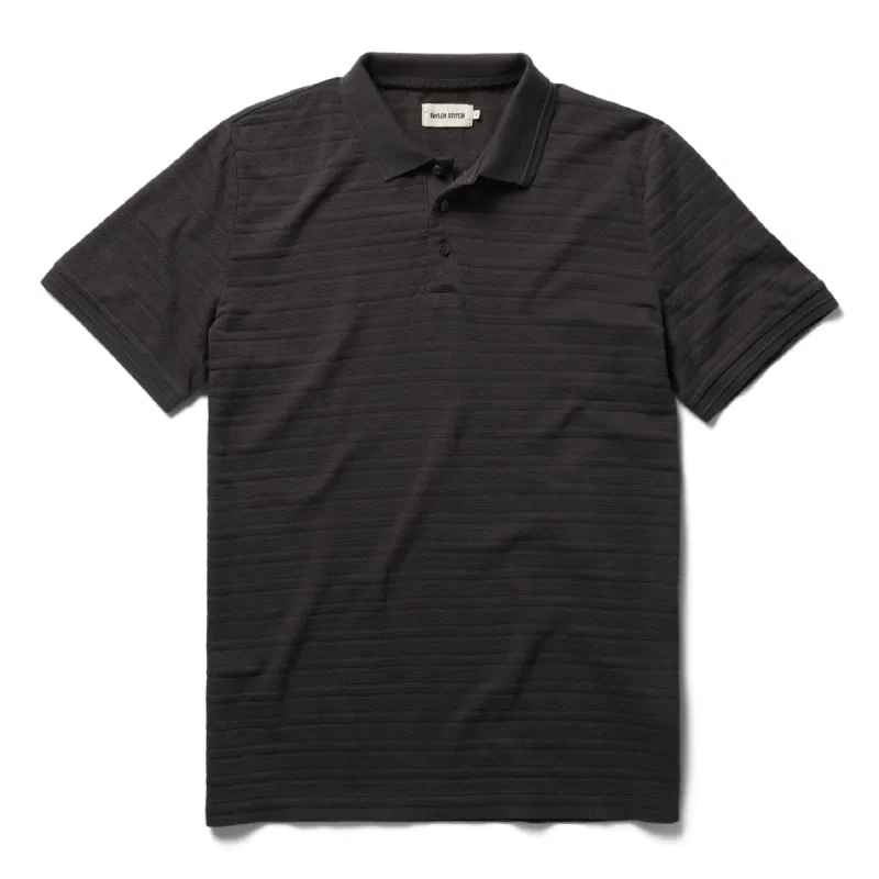 The Polo in Dark Charcoal Jacquard made by Taylor Stitch