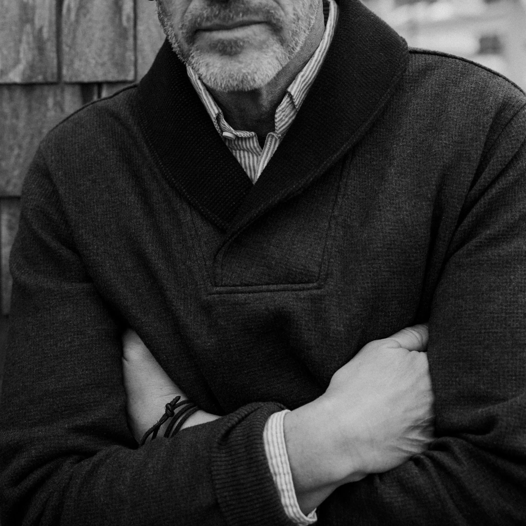 The Horizon Shawl Pullover in Coal Heather sold by Taylor Stitch product image thumbnail 4