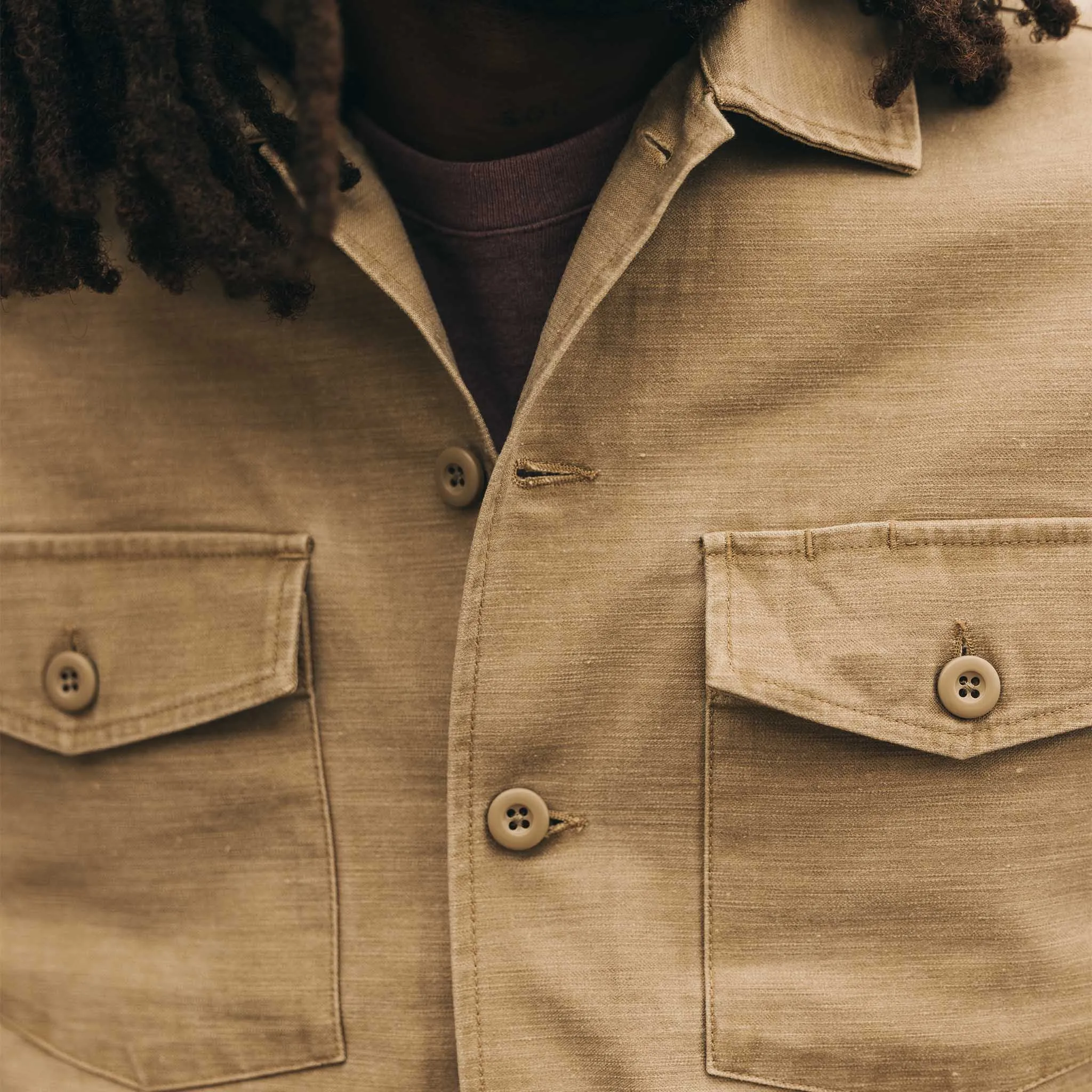 The Surplus Shirt in Khaki Reverse Sateen sold by Taylor Stitch product image thumbnail 5