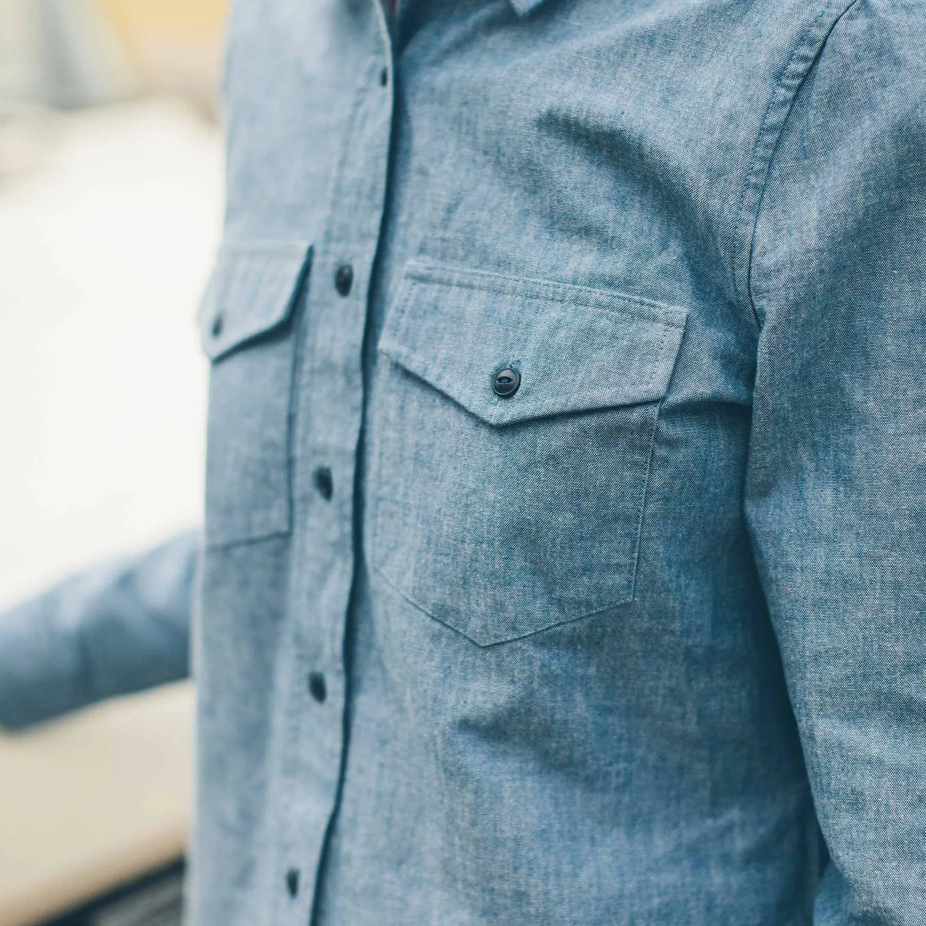 The Studio Shirt in Blue Everyday Chambray sold by Taylor Stitch product image thumbnail 4