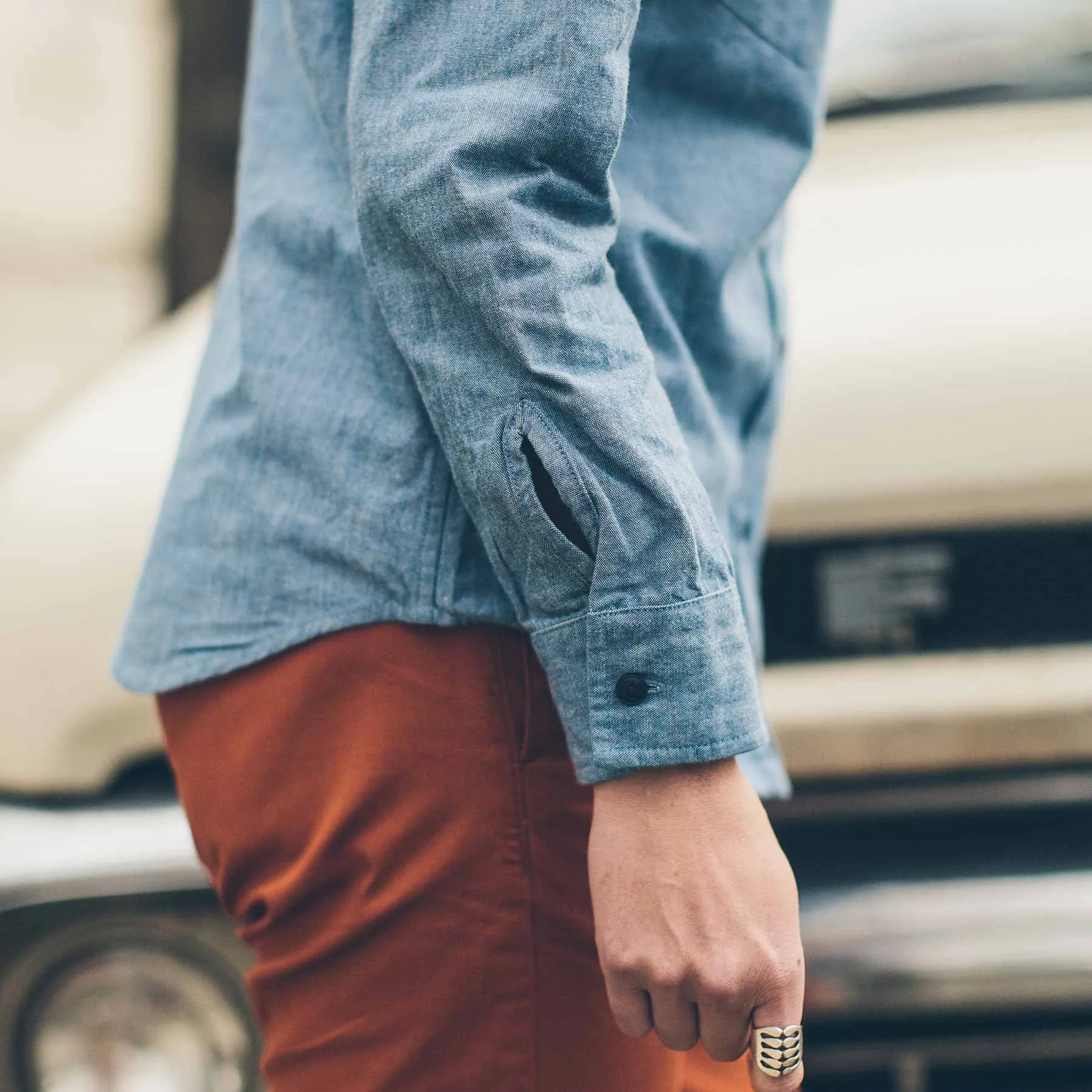 The Studio Shirt in Blue Everyday Chambray sold by Taylor Stitch product image thumbnail 5