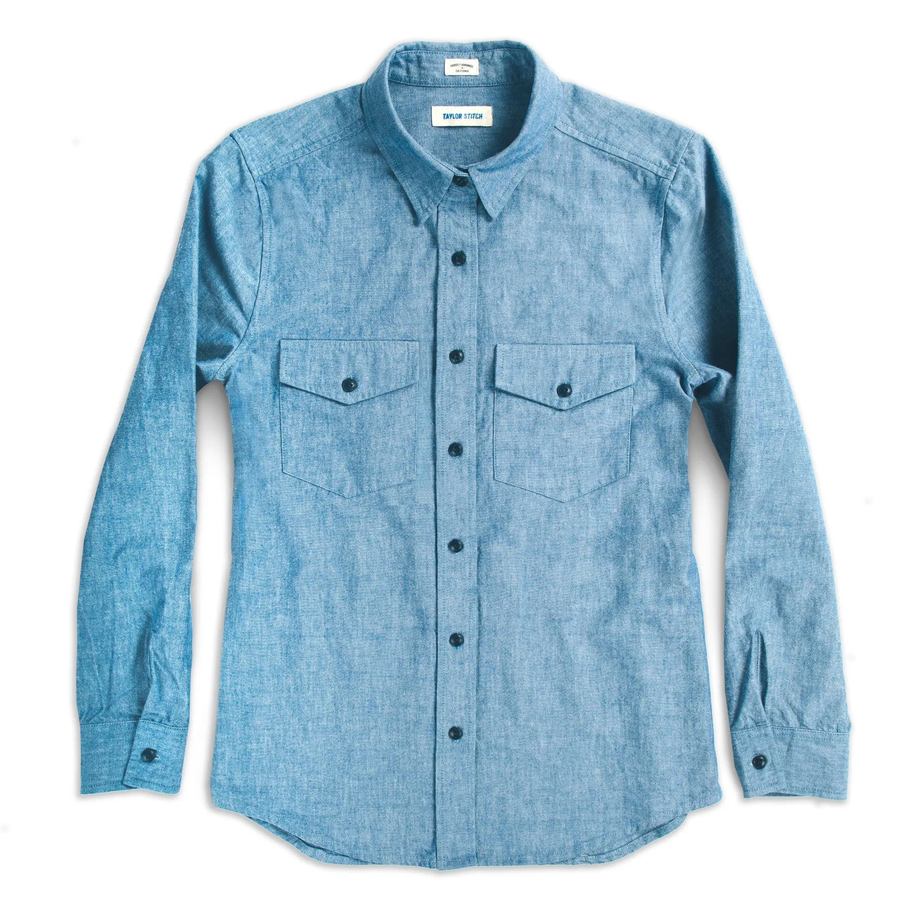 The Studio Shirt in Blue Everyday Chambray sold by Taylor Stitch