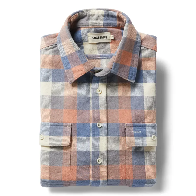 The Ledge Shirt in Dusk Check sold by Taylor Stitch