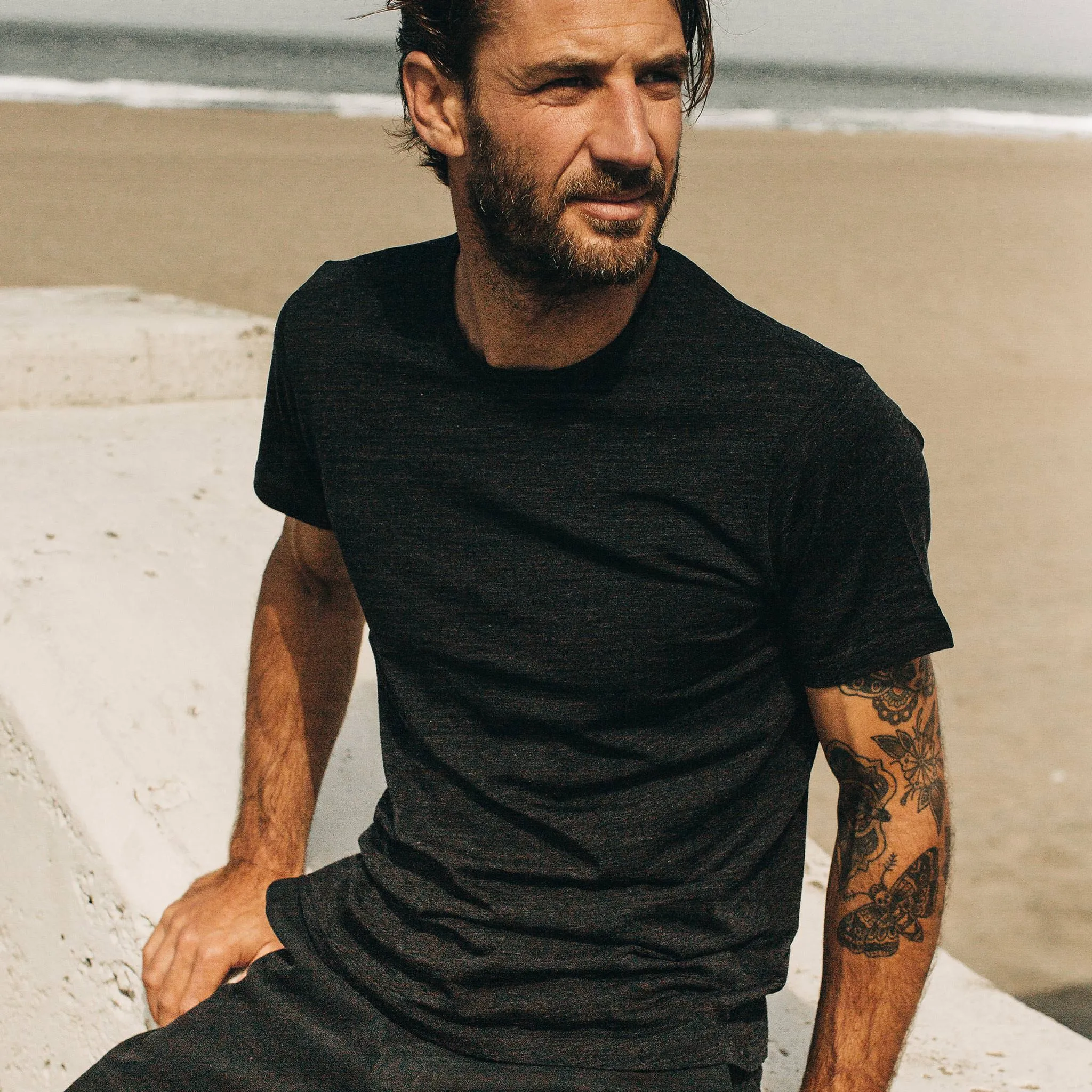 The Merino Tee in Heather Black sold by Taylor Stitch product image thumbnail 5