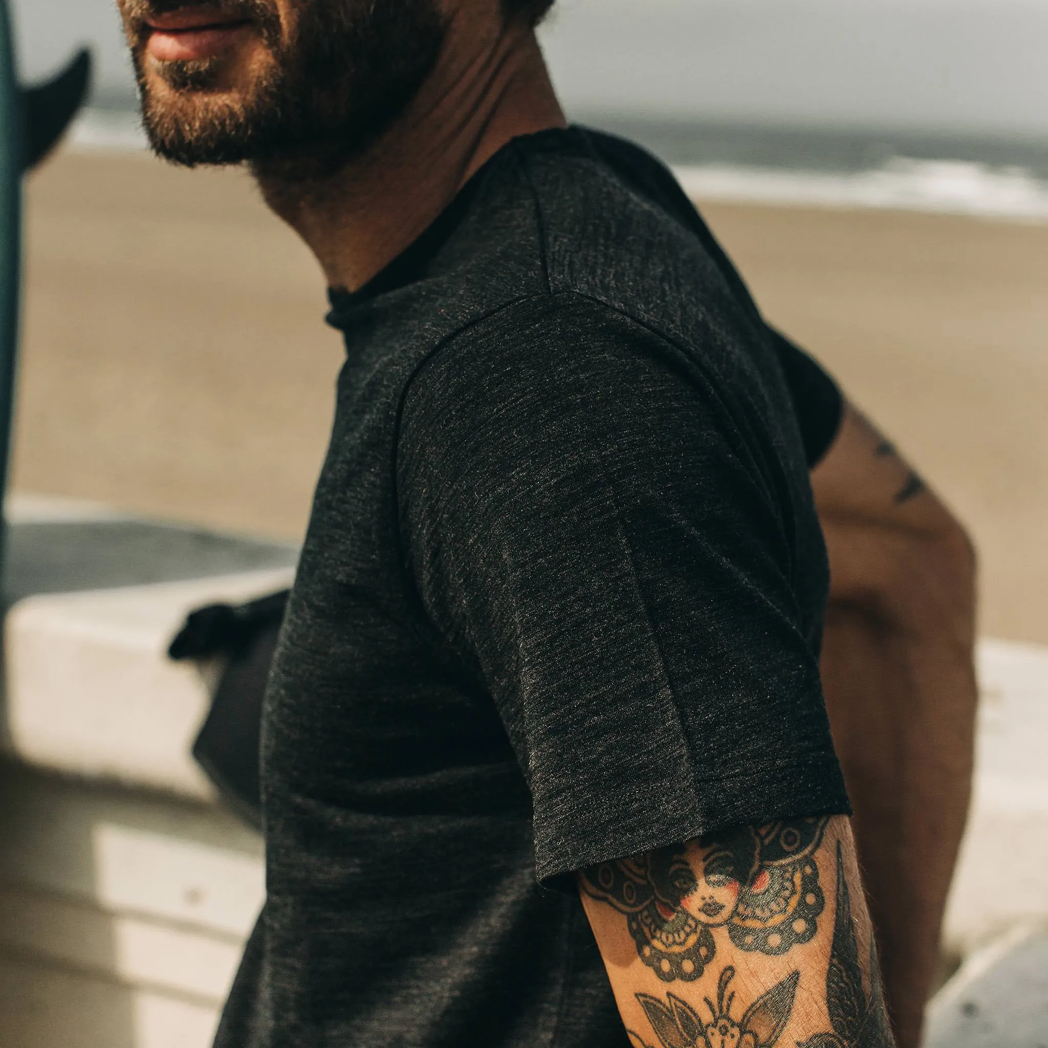 The Merino Tee in Heather Black sold by Taylor Stitch product image thumbnail 4