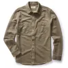 The Utility Shirt in Fatigue Olive French Terry Twill Knit sold by Taylor Stitch