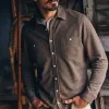 The Utility Shirt in Fatigue Olive French Terry Twill Knit sold by Taylor Stitch