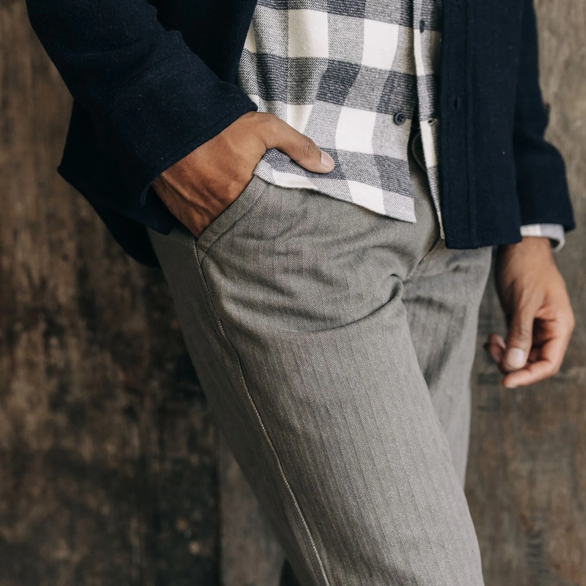 The Morse Pant in Smoked Olive Herringbone Twill sold by Taylor Stitch product image thumbnail 3