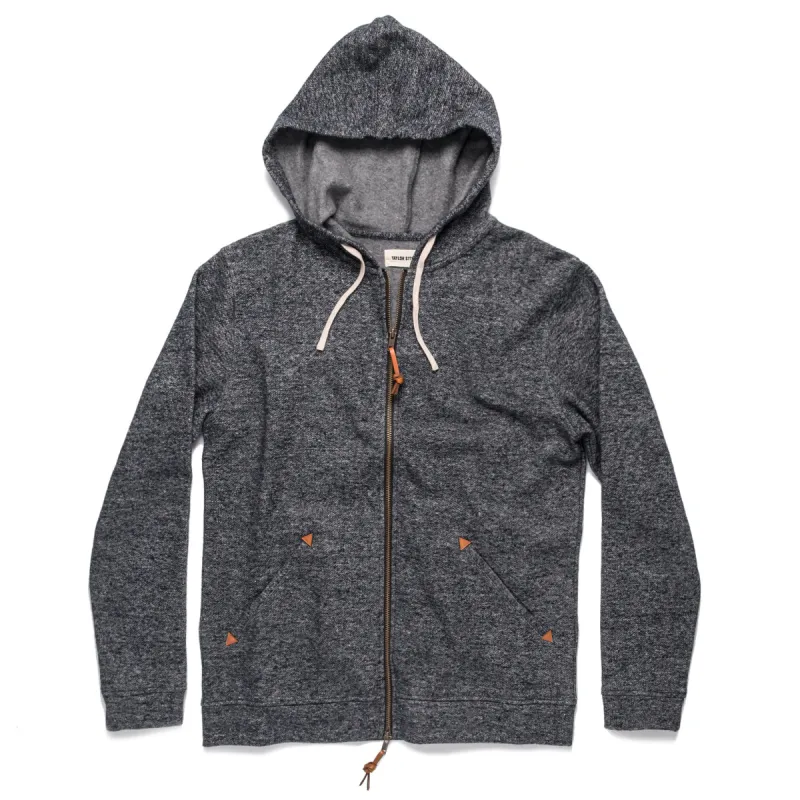 The Après Hoodie in Navy Hemp Fleece sold by Taylor Stitch