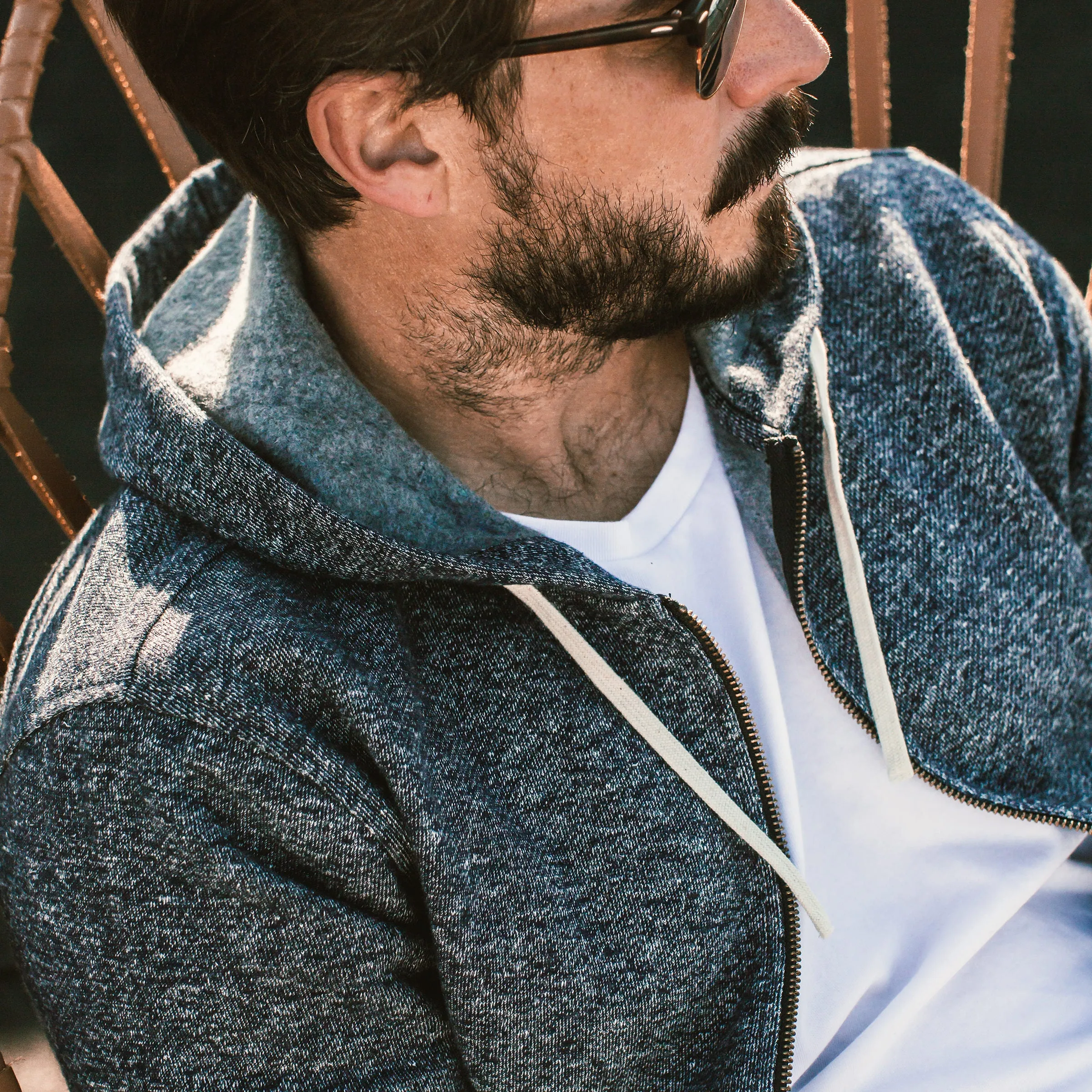 The Après Hoodie in Navy Hemp Fleece sold by Taylor Stitch product image thumbnail 4