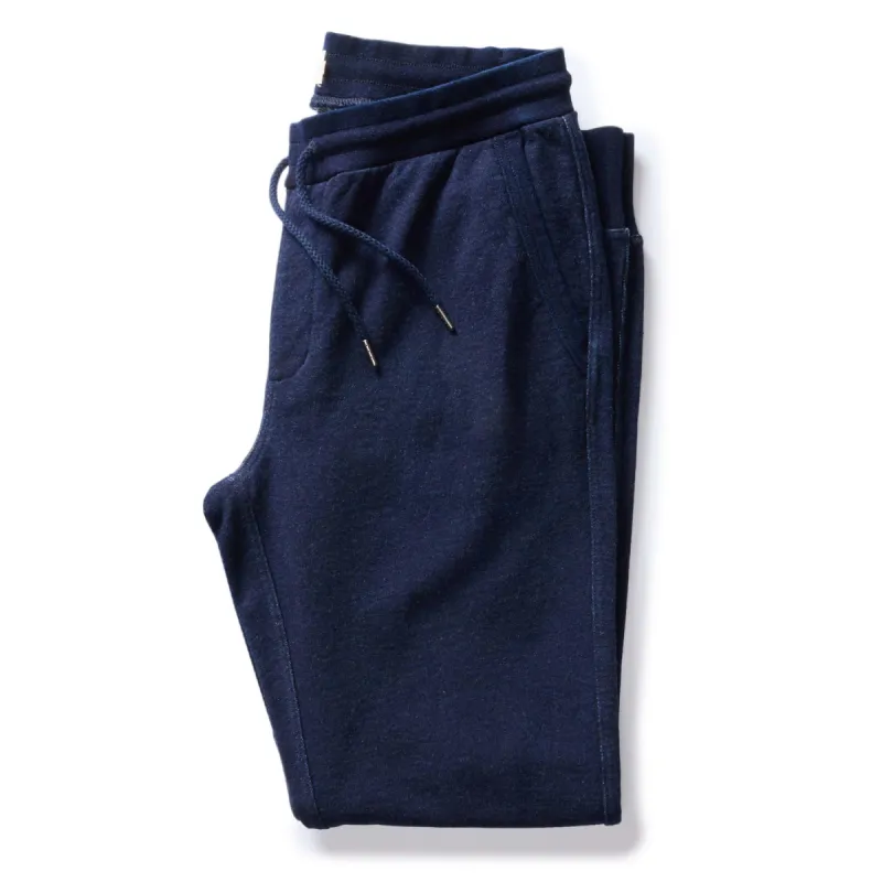 The Sunset Pant in Rinsed Indigo Terry sold by Taylor Stitch