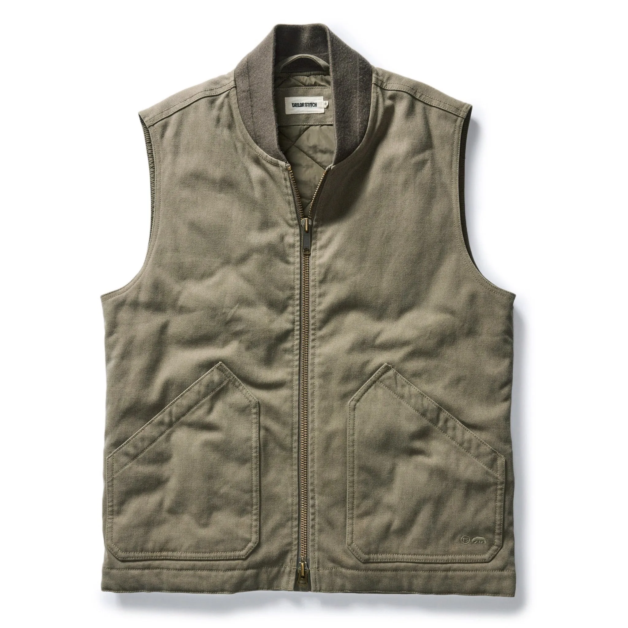 The Workhorse Vest in Stone Boss Duck sold by Taylor Stitch