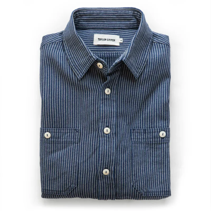 The Utility Shirt in Roped Indigo sold by Taylor Stitch