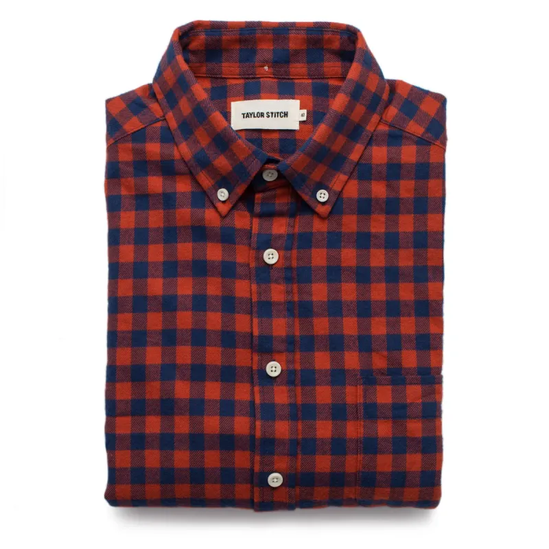 The Jack in Brushed Navy Buffalo Check sold by Taylor Stitch