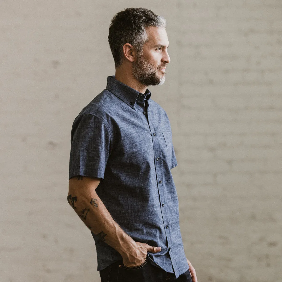 The Short Sleeve Jack in Navy Slub Glen Plaid sold by Taylor Stitch product image thumbnail 3