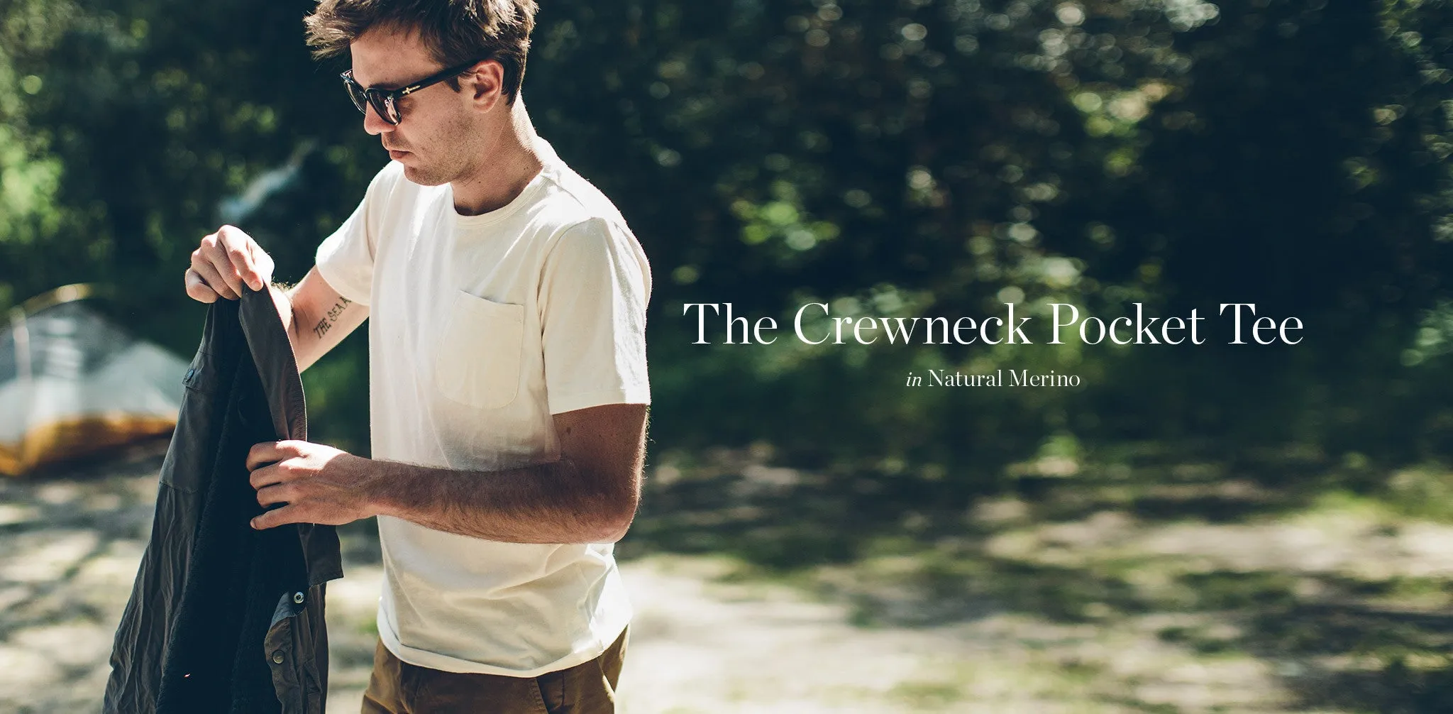 The Crewneck Pocket Tee in Natural Merino sold by Taylor Stitch product image thumbnail 5