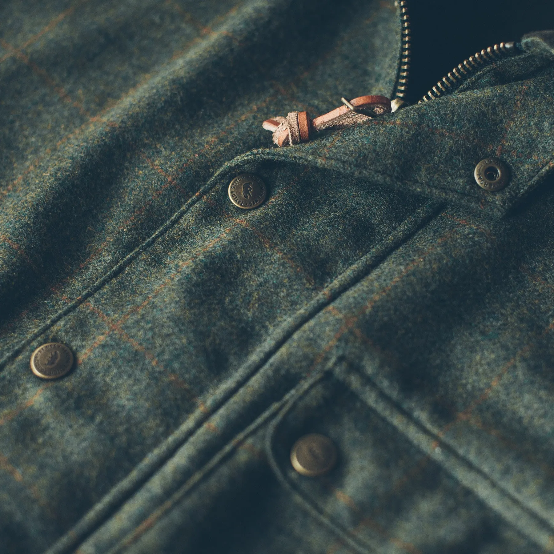 The Rover Jacket in Olive Plaid Waxed Wool sold by Taylor Stitch product image thumbnail 2