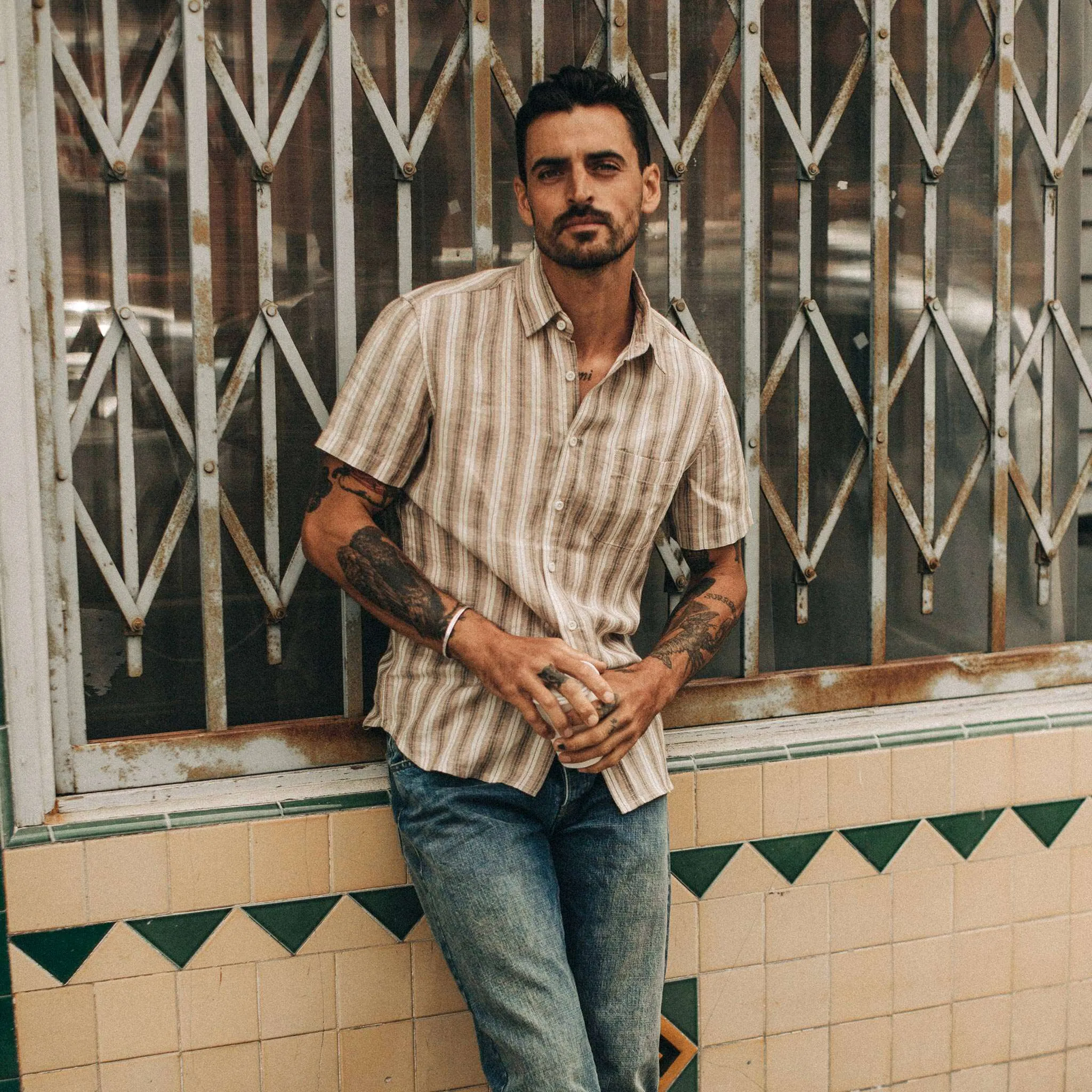 The Short Sleeve California in Desert Shadow Stripe sold by Taylor Stitch product image thumbnail 2