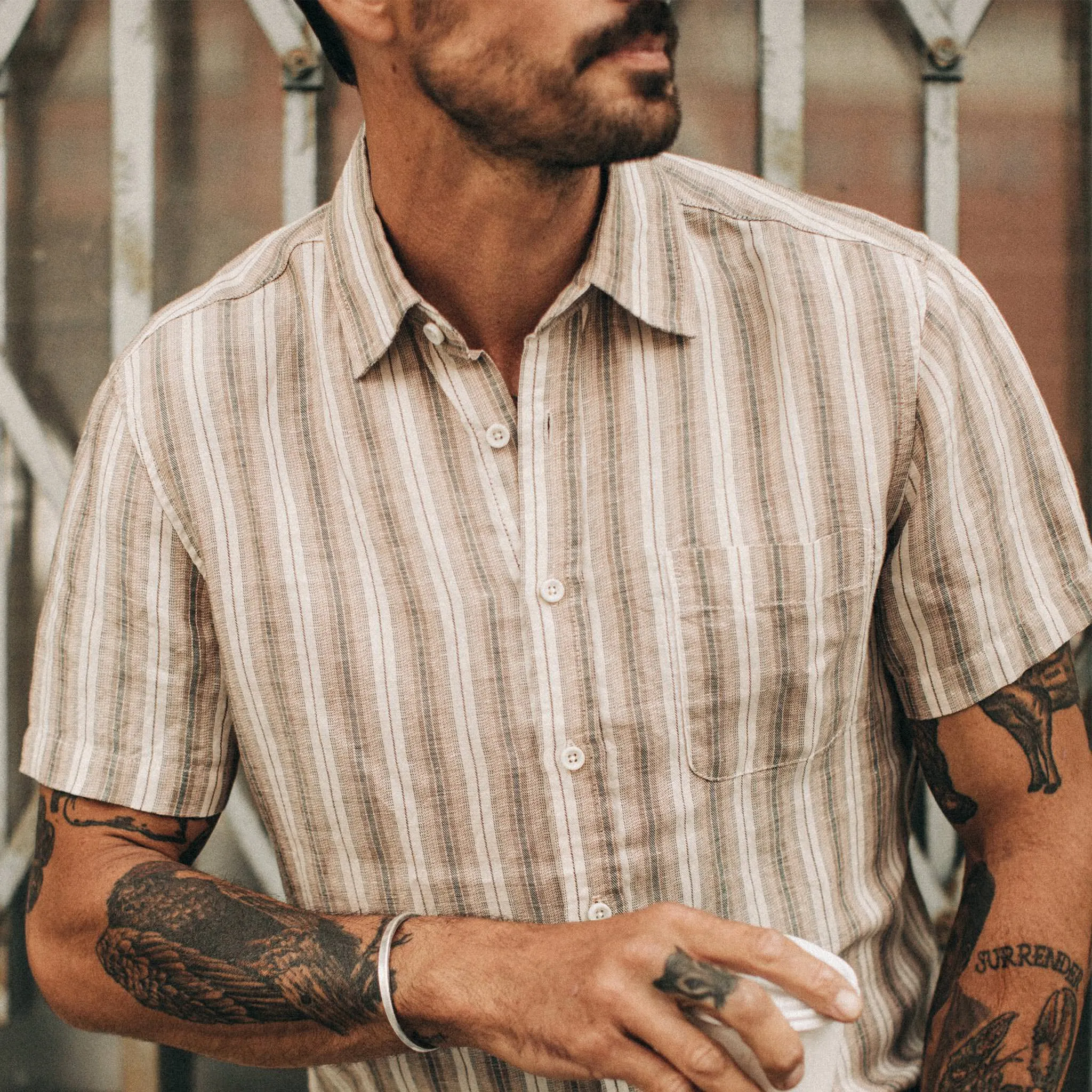 The Short Sleeve California in Desert Shadow Stripe sold by Taylor Stitch product image thumbnail 3