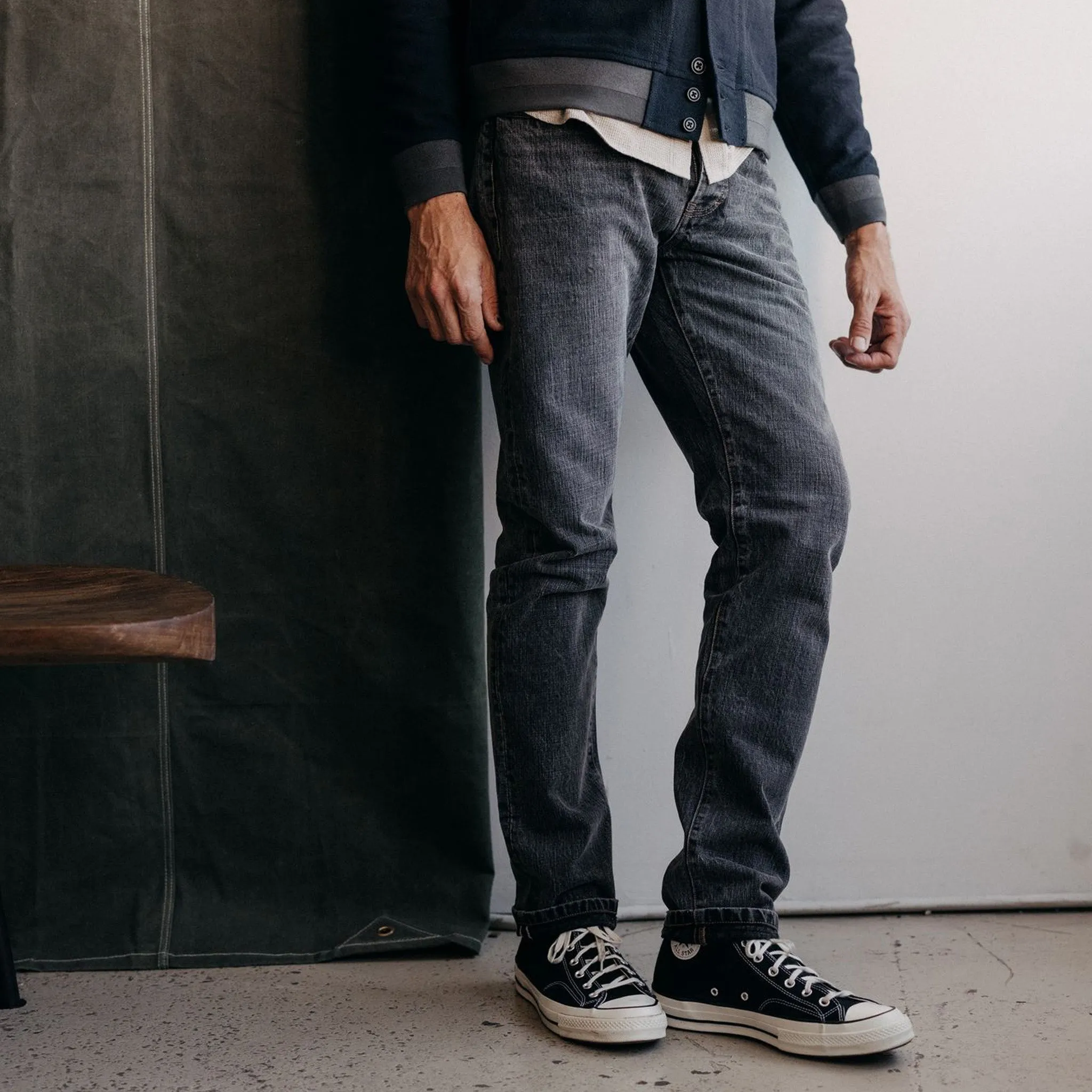 The Slim Jean in Black 1-Year Wash Selvage Denim sold by Taylor Stitch product image thumbnail 2