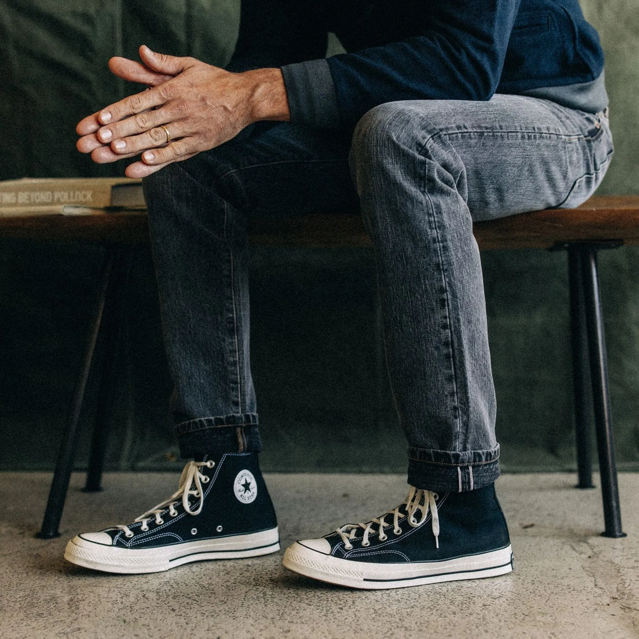 The Slim Jean in Black 1-Year Wash Selvage Denim sold by Taylor Stitch product image thumbnail 3
