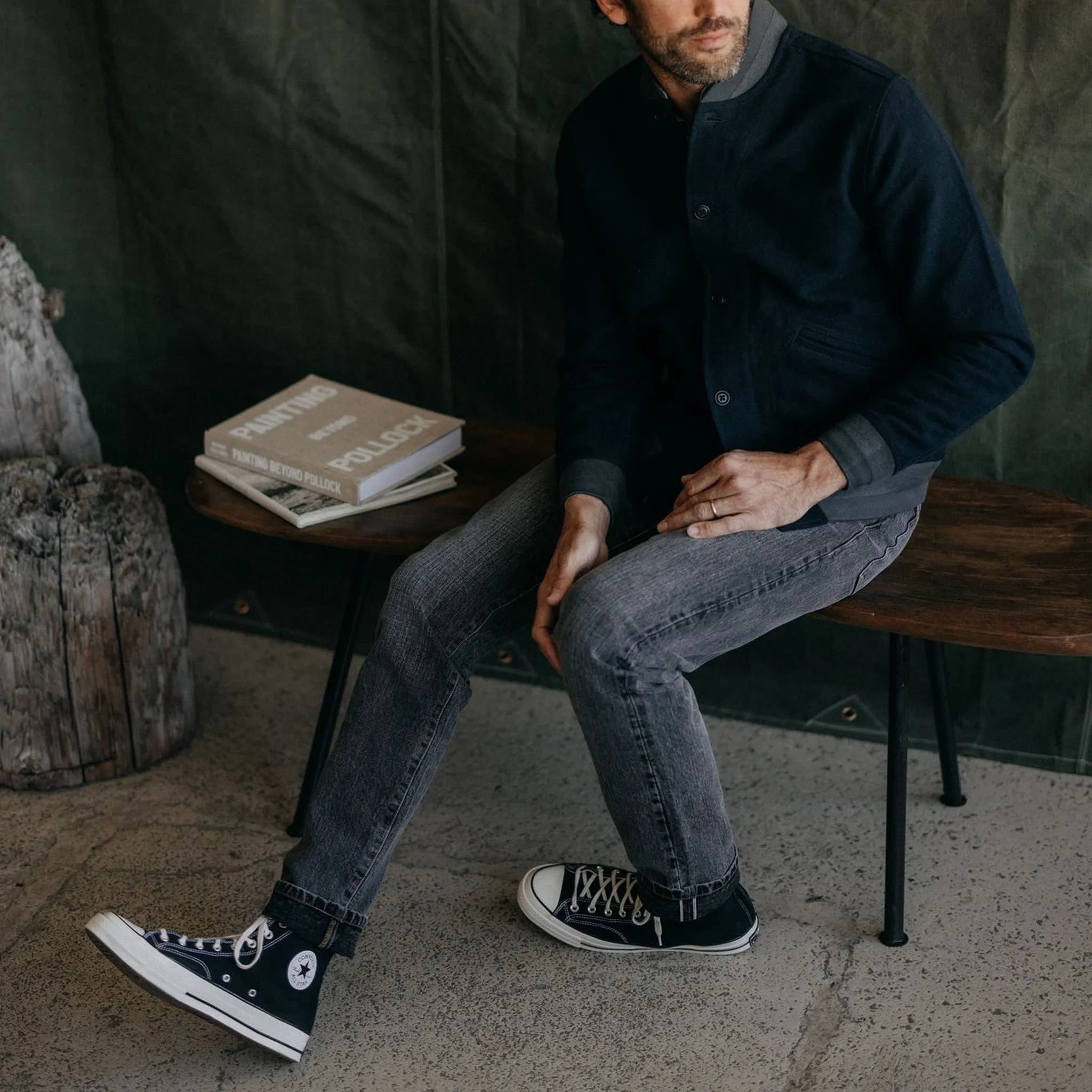 The Slim Jean in Black 1-Year Wash Selvage Denim sold by Taylor Stitch product image thumbnail 5