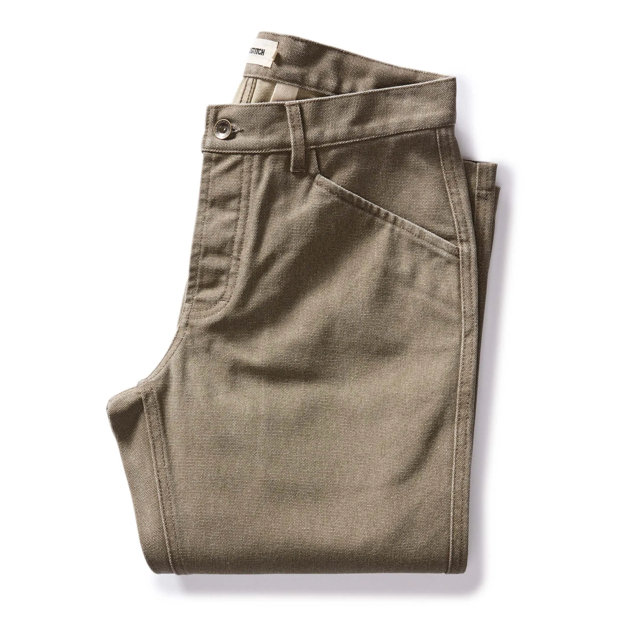 The Camp Pant in Stone Chipped Canvas sold by Taylor Stitch