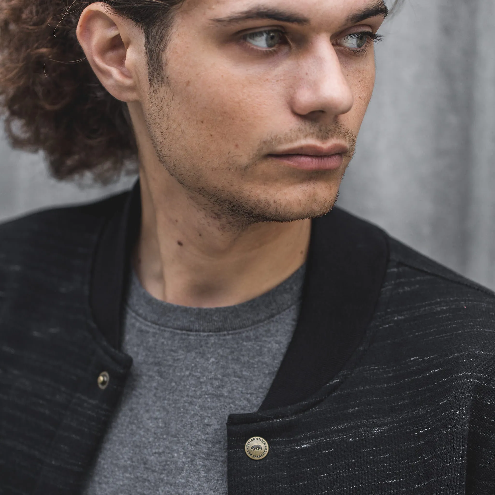 The Bomber in Black Fleece sold by Taylor Stitch product image thumbnail 5