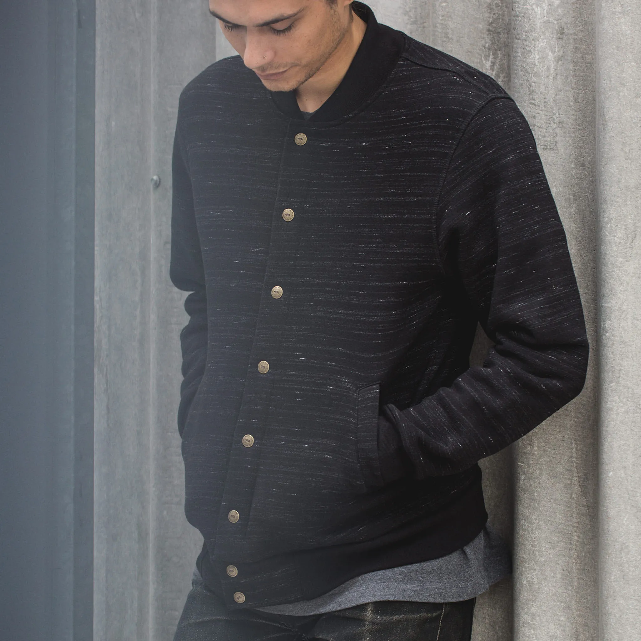 The Bomber in Black Fleece sold by Taylor Stitch product image thumbnail 2