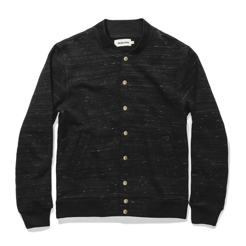 The Bomber in Black Fleece sold by Taylor Stitch